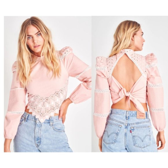 LoveShackFancy Tops - LOVESHACKFANCY Hito Handkerchief Top In Bubble Bath Pink